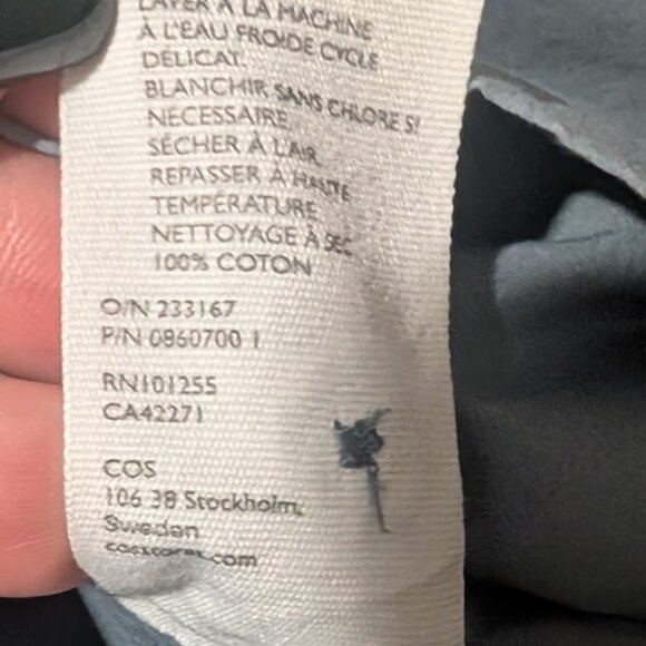 COS | Long Rounded Hem Blouse In Blue - Picture 11 of 12